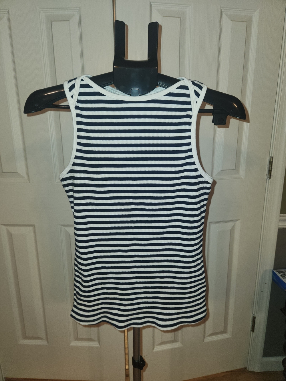 Women’s Navy and White Striped Sleeveless Tank Top